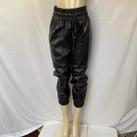OPHELIA ROE Clothing Casual Loose Drawstring Faux Leather Pants Joggers Size M - Picture 3 of 11